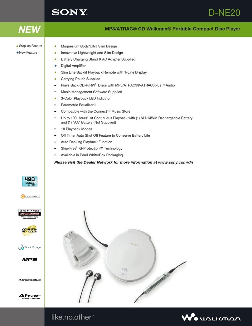Sony D-NE20 - Atrac Cd Walkman User manual