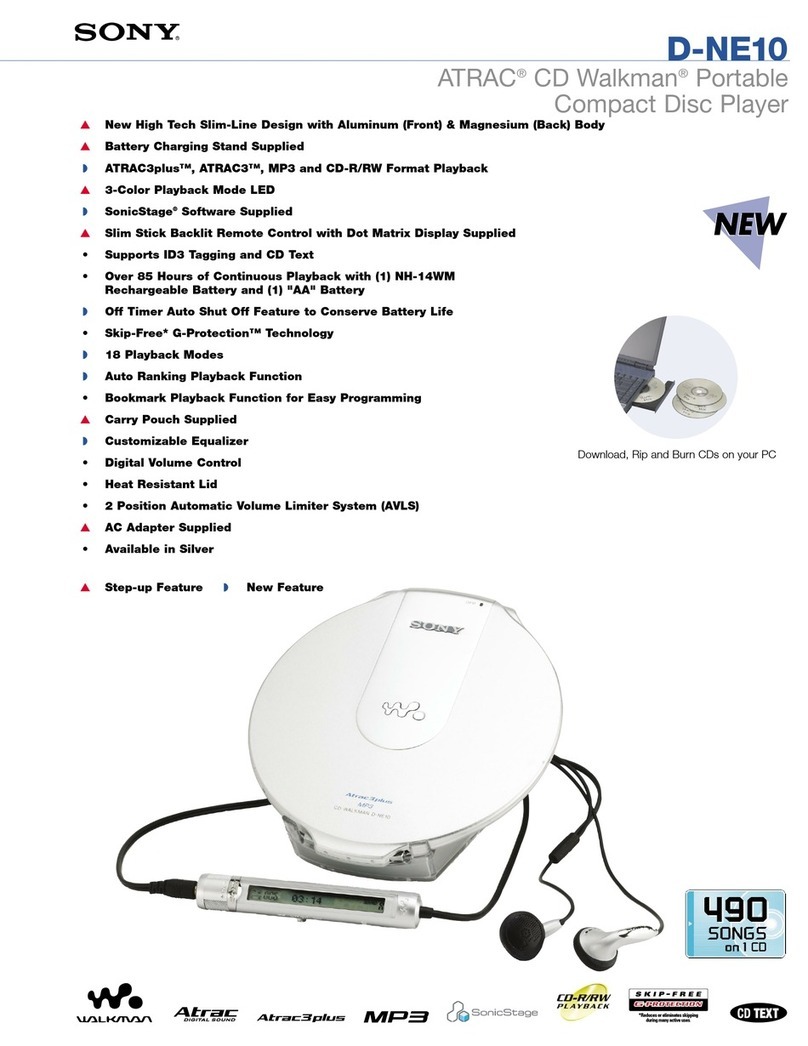 Sony D-NE10 - Atrac Cd Walkman User manual