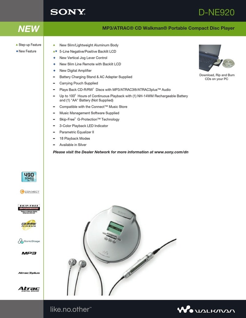 Sony CD Walkman D-NE920 Specifications