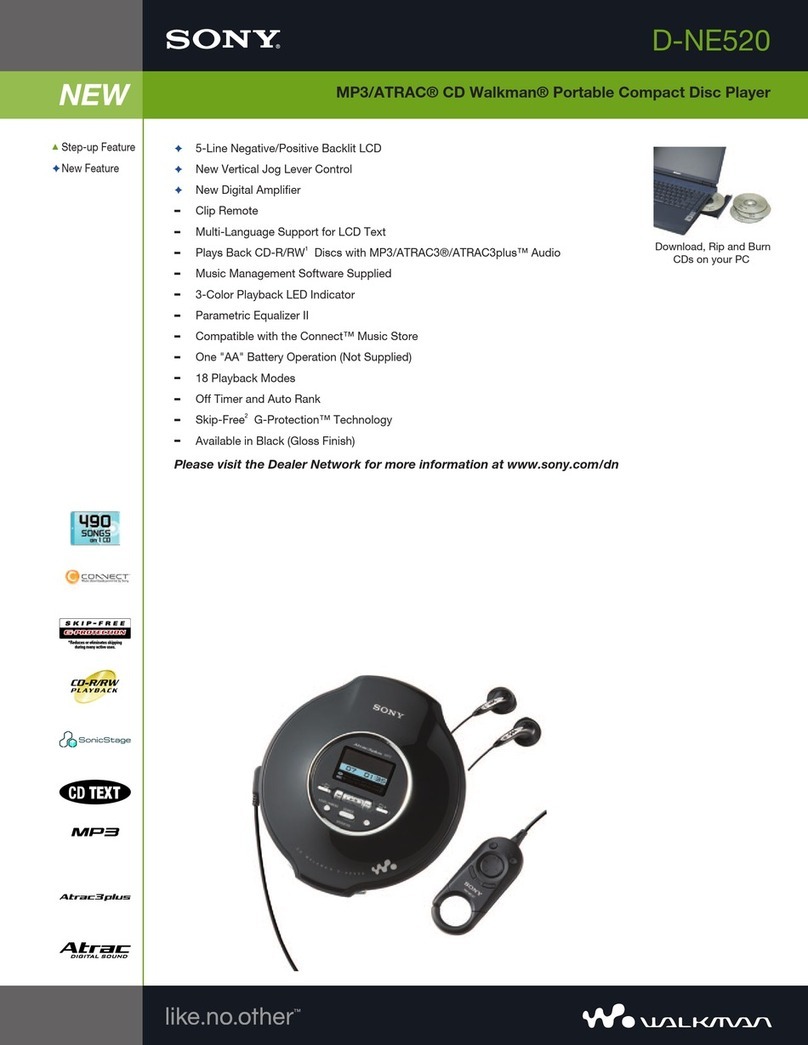Sony D-NE520 - Atrac Cd Walkman Portable Player User manual