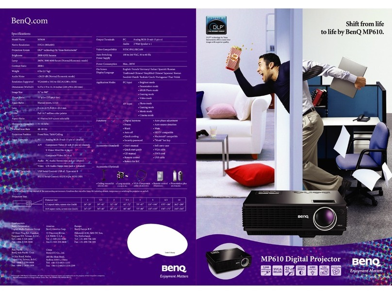 BenQ MP610 - SVGA DLP Projector Specifications