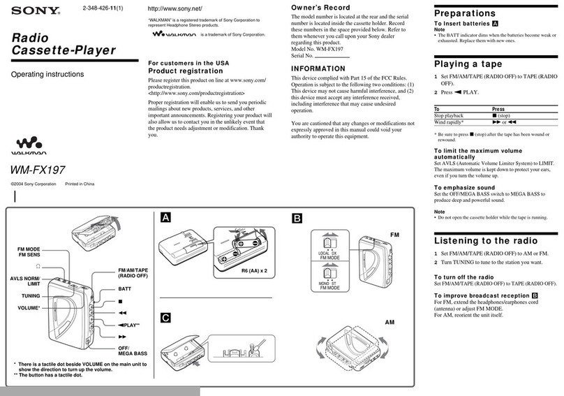 Sony Walkman WM-FX197 User manual