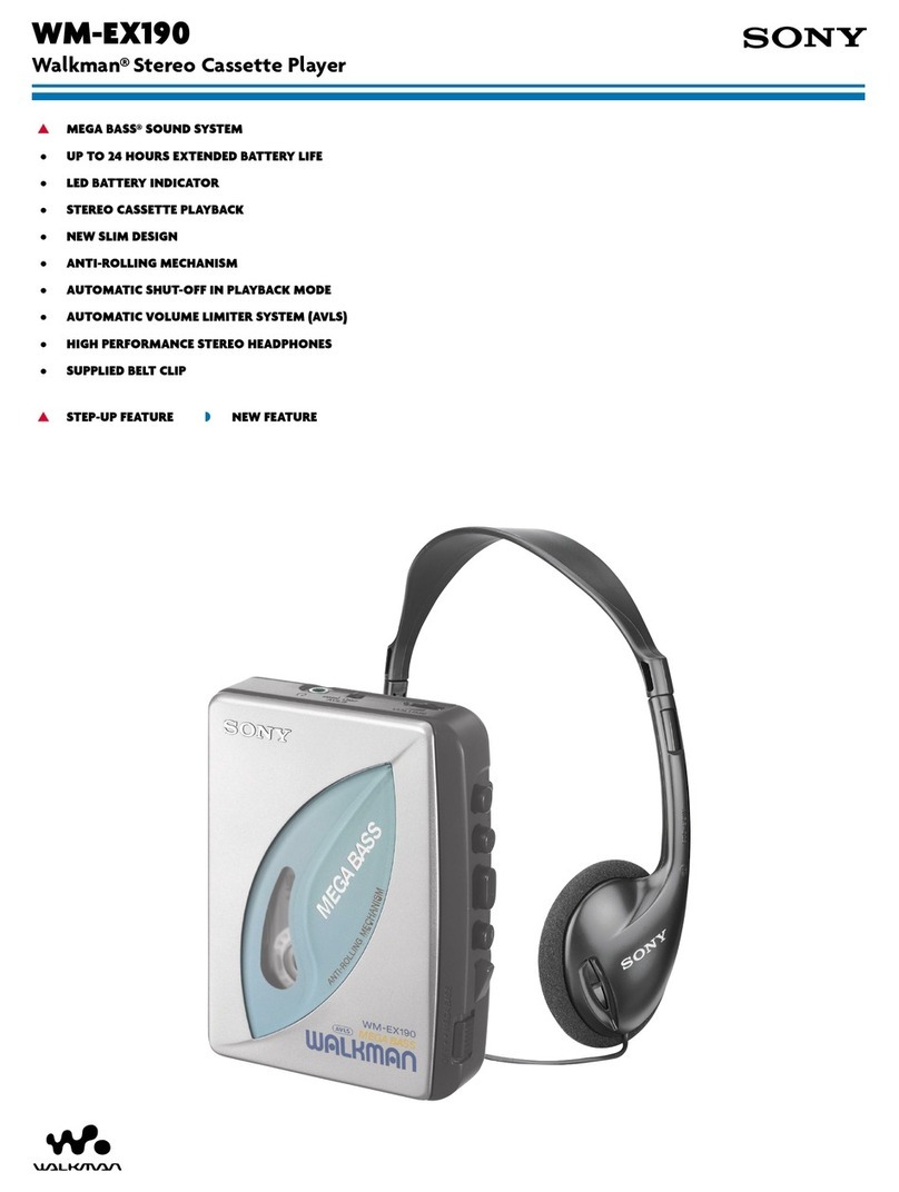 Sony WM-EX190 - Walkman Cassette Player Specifications