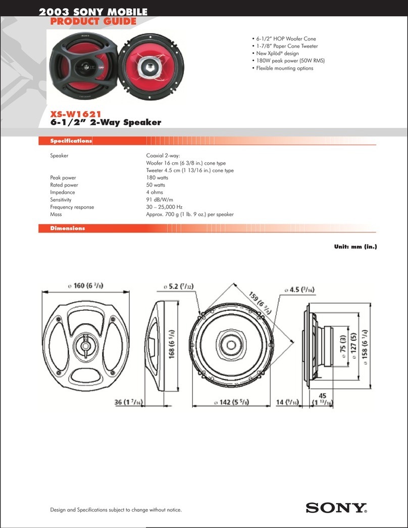 Sony XS-W1621 Marketing User manual