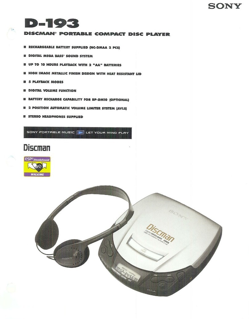 Sony CD Walkman D-193 User manual Sony CD Walkman D-193 User manual