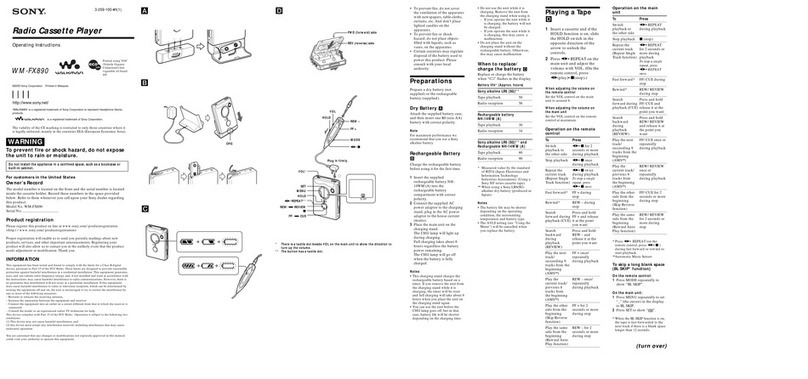 Sony WM-FX890 - Walkman User manual