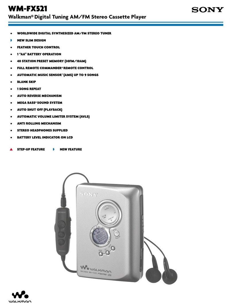 Sony WM-FX521 - Walkman Specifications