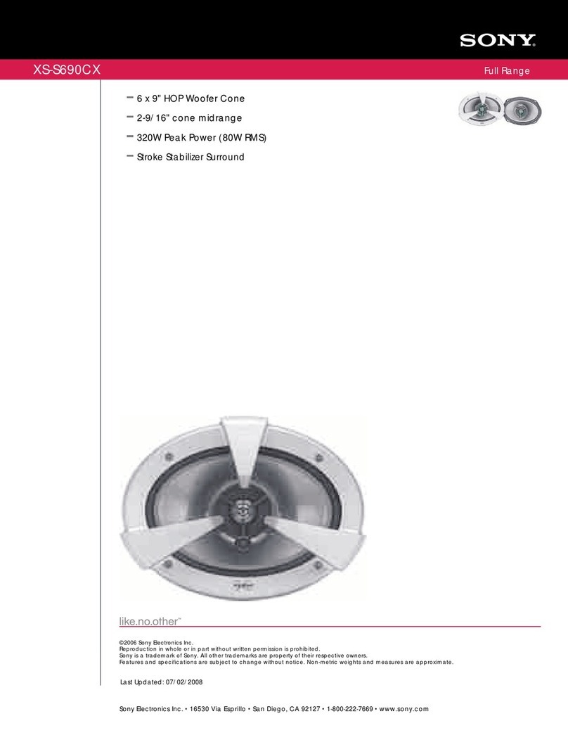 Sony XS-S690CX - 6x9" Sq Speaker User manual