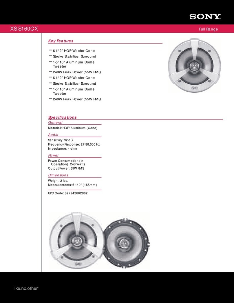 Sony XS-S160CX - 6.5" Sq Speaker Specifications