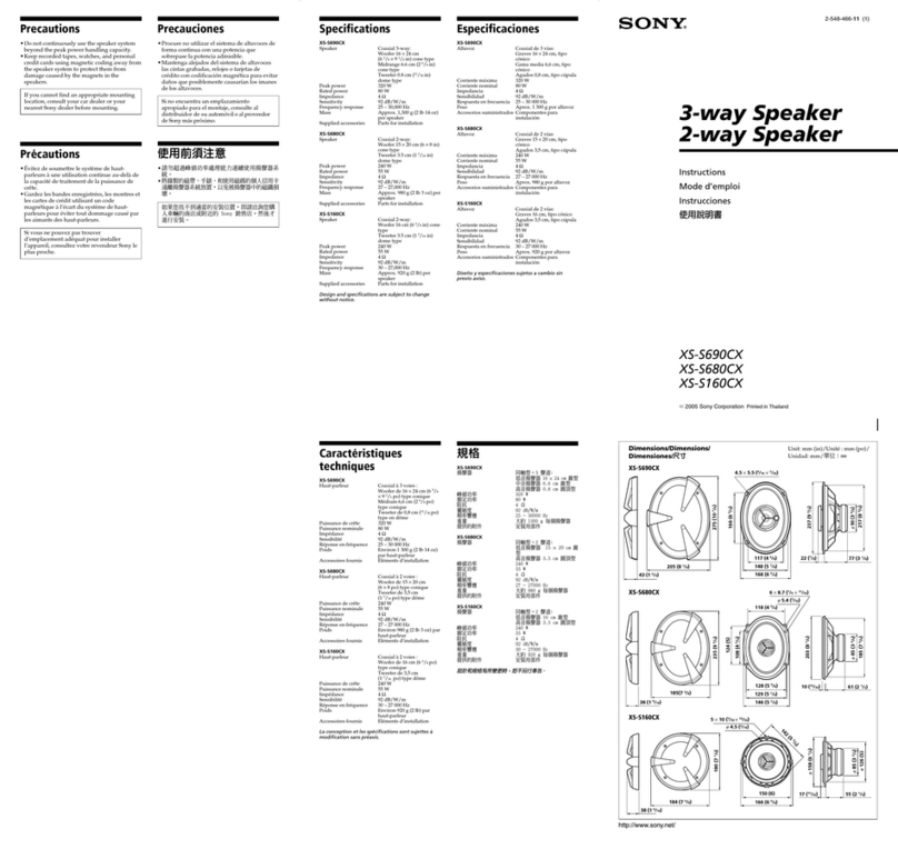 Sony XS-S160CX - 6.5" Sq Speaker instructions