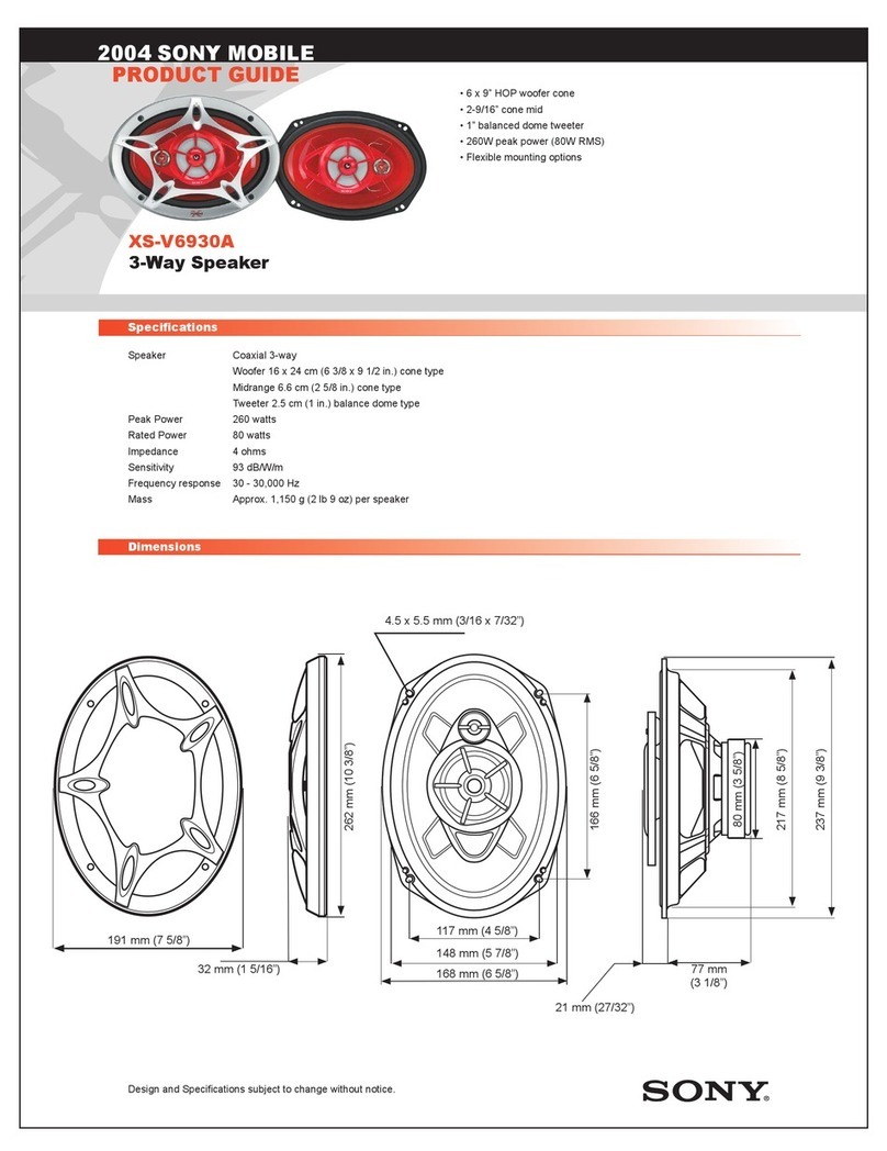 Sony XS-V6930A Instructions  (primary manual) Specifications