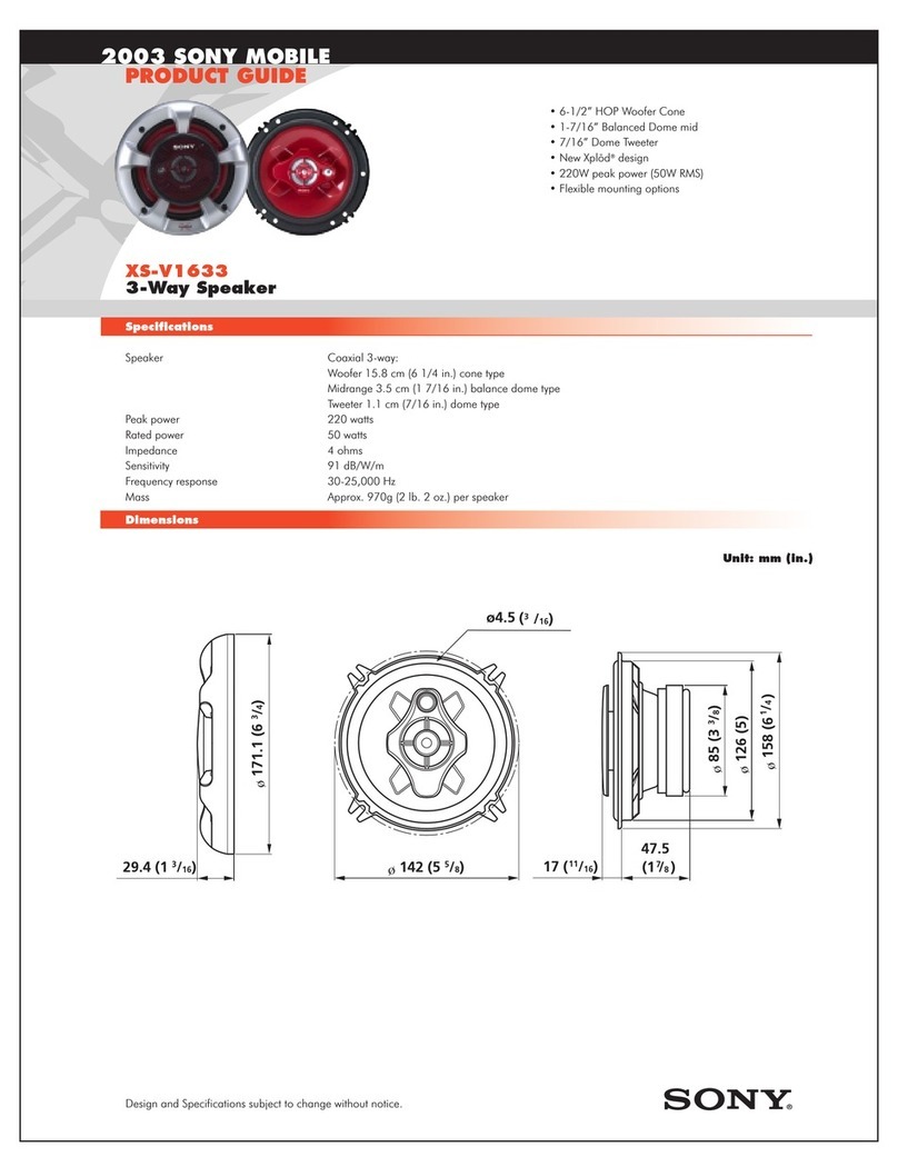 Sony XS-V1633 - Xplod 6 1/2" Hop Speaker Product guide