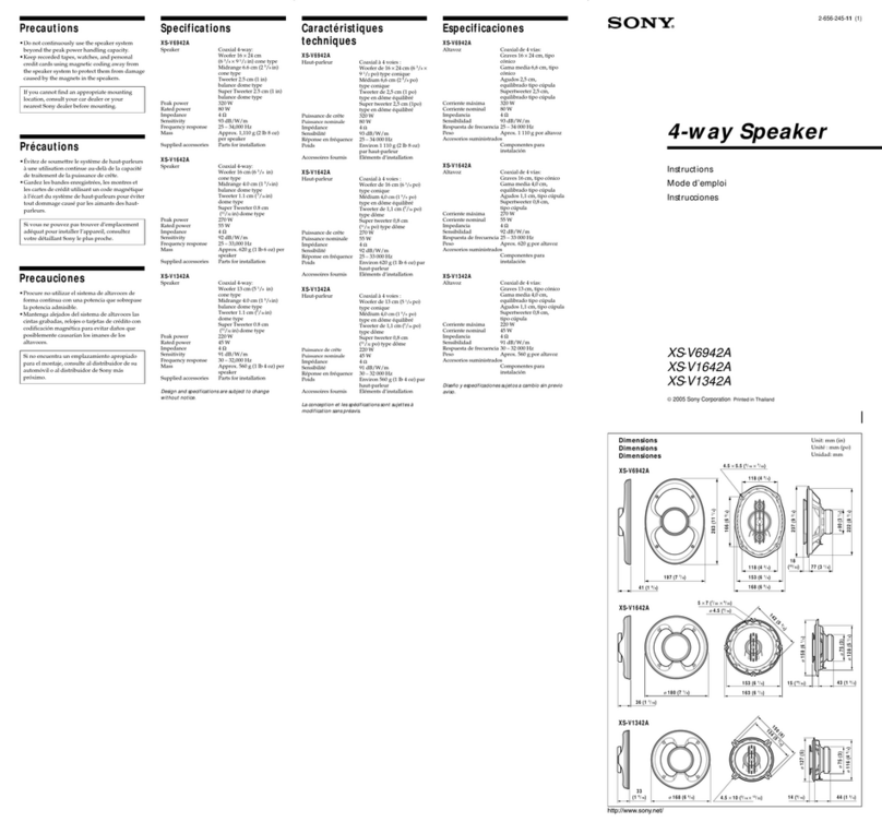 Sony XS-V1342A instructions