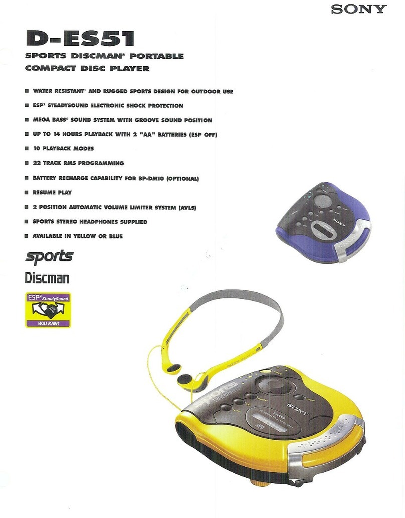 Sony Sports CD Walkman D-ES51 User manual