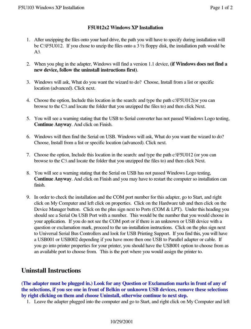Belkin F5U012 User manual Belkin F5U012 User manual