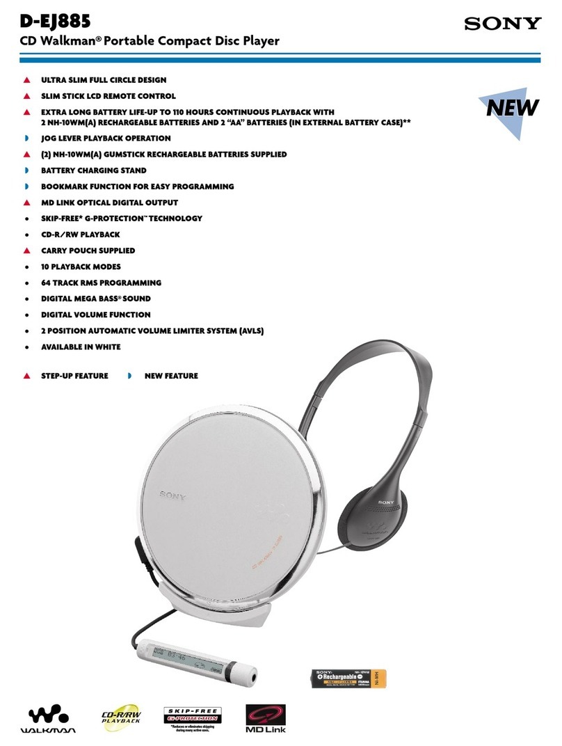 Sony CD Walkman D-EJ885 User manual