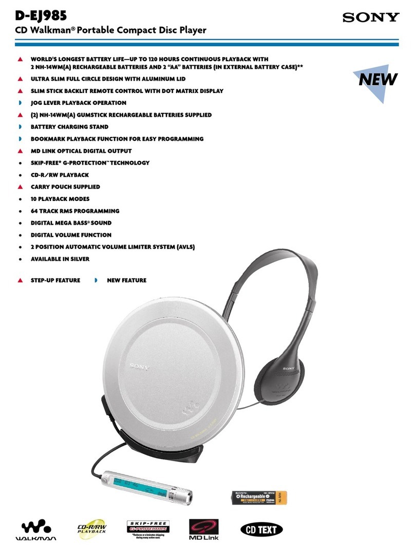 Sony CD Walkman D-EJ985 User manual