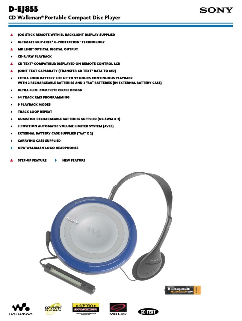 Sony CD Walkman D-EJ855 User manual