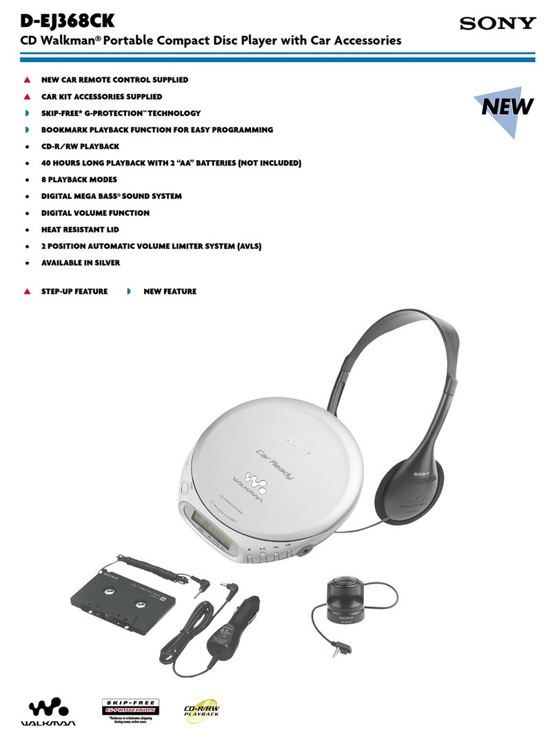 Sony D-EJ368CK - Portable Cd Player Specifications