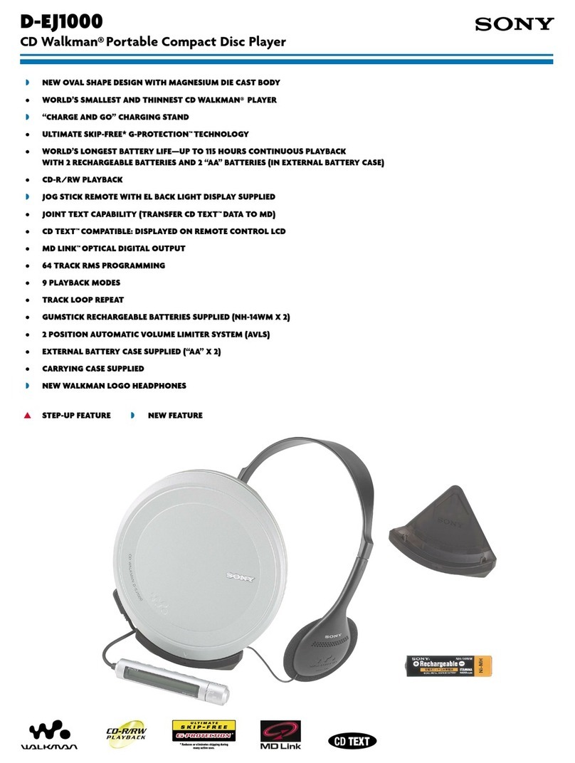 Sony D-EJ1000 - Portable Cd Player Specification sheet Sony D-EJ1000 - Portable Cd Player Specification sheet