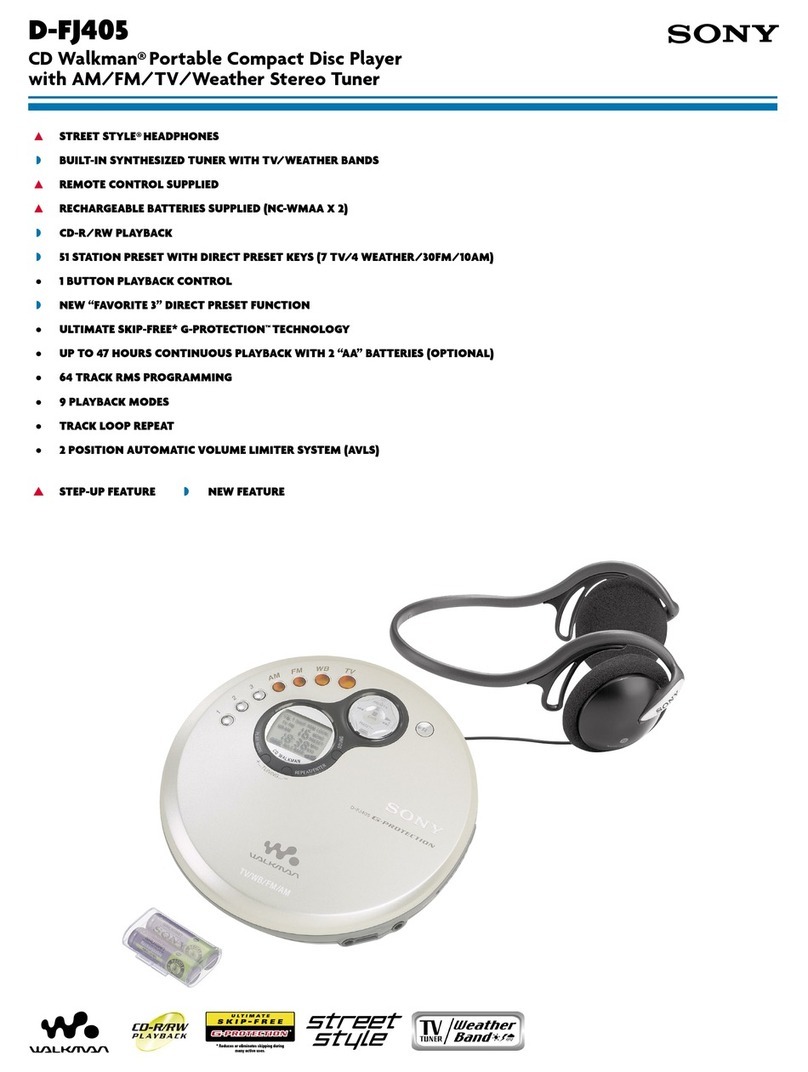 Sony CD Walkman D-FJ405 Specifications