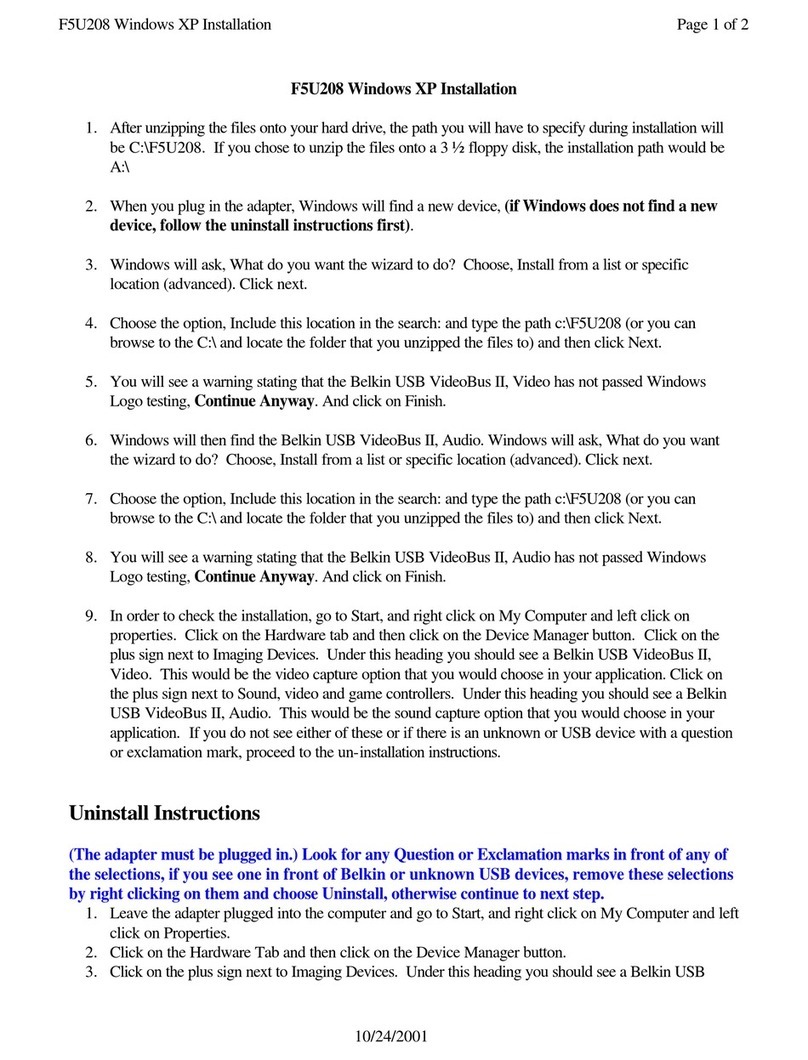 Belkin F5U208 User manual