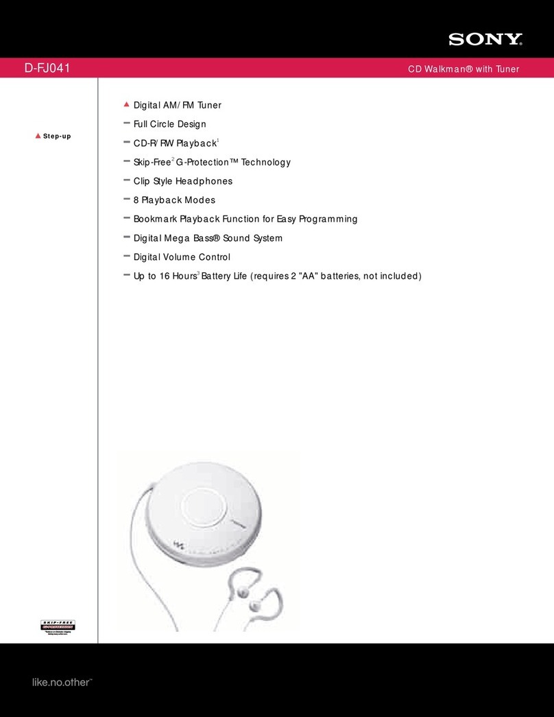 Sony CD Walkman D-FJ041 Specification sheet