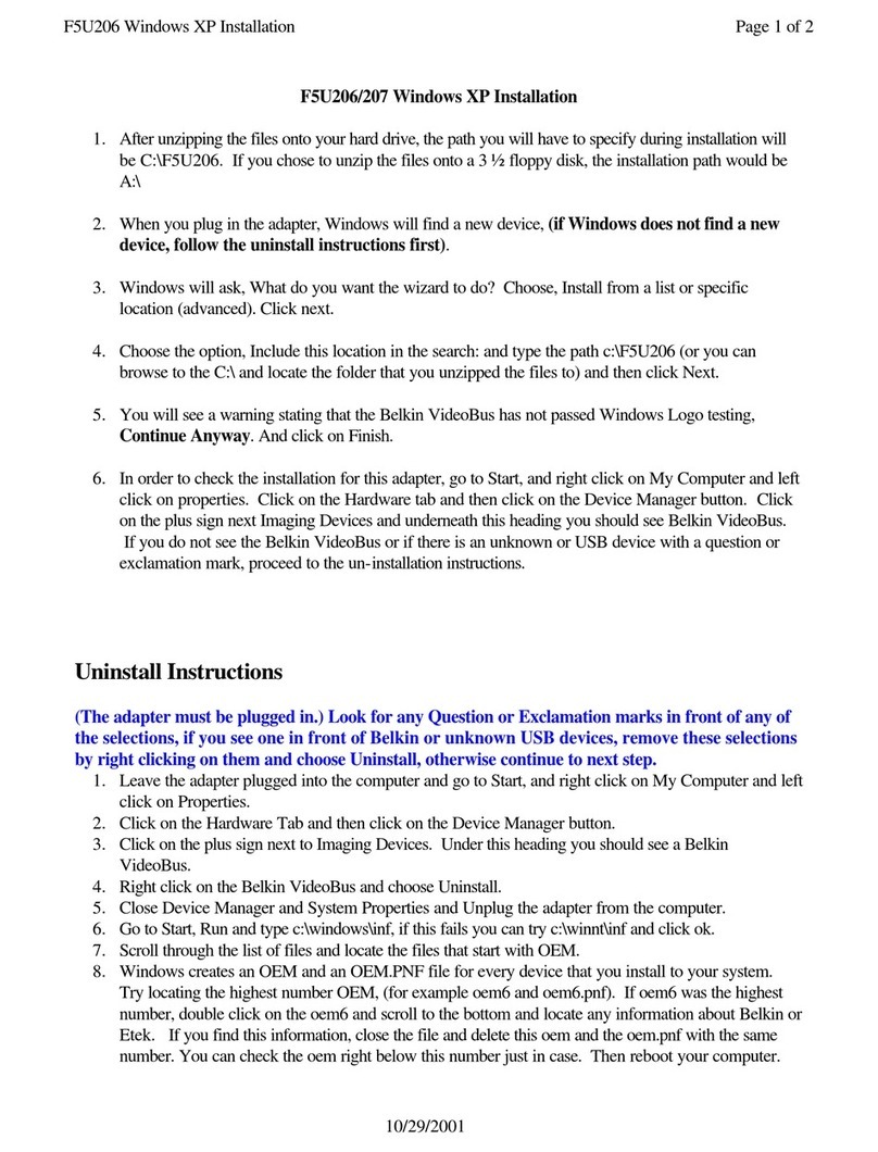 Belkin F5U206 User manual