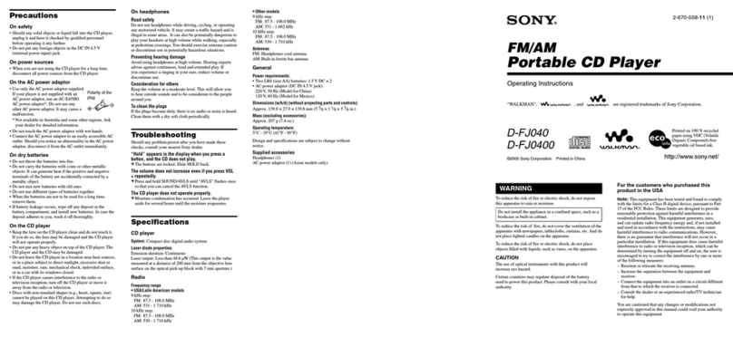 Sony D-FJ040PS User manual