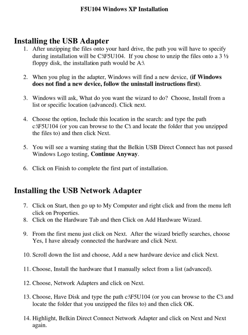 Belkin F5U104 User manual Belkin F5U104 User manual