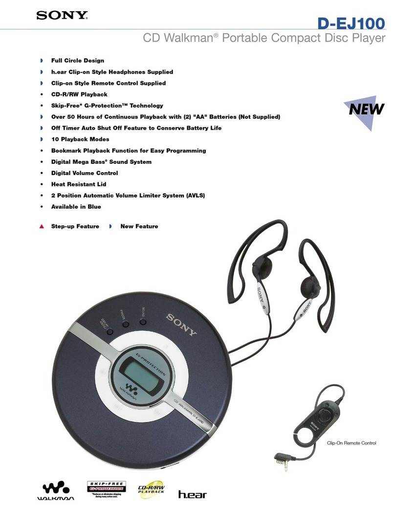 Sony CD Walkman D-EJ100 User manual