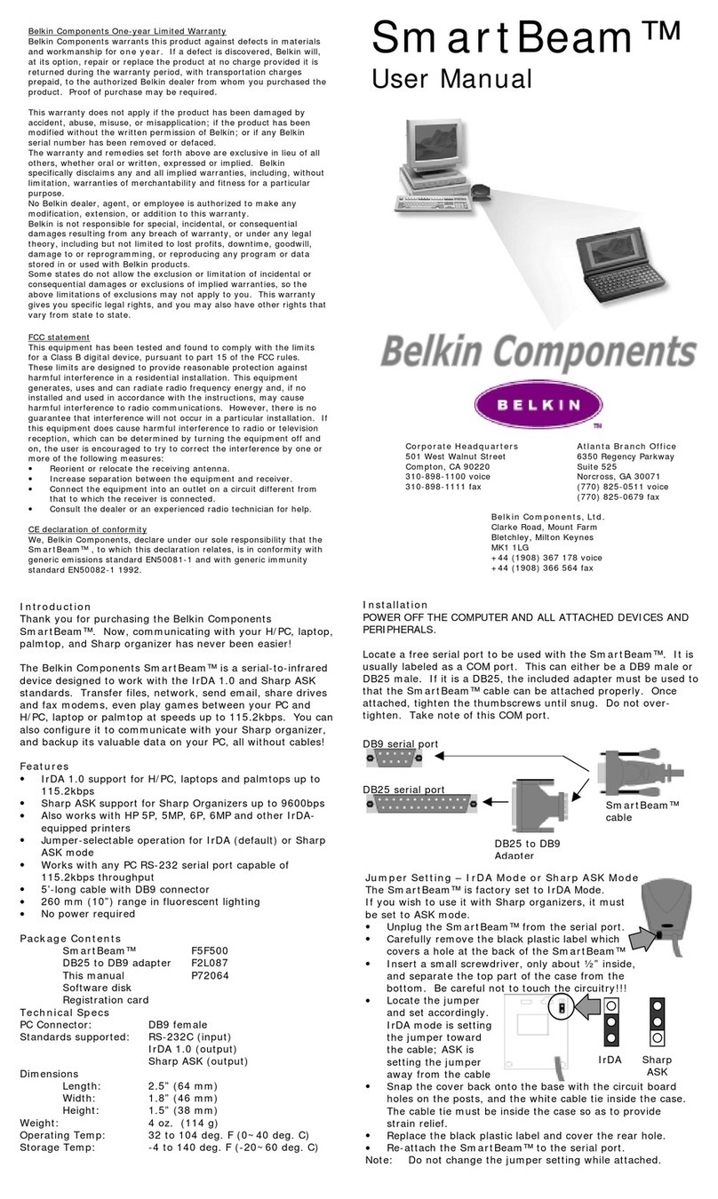 Belkin SmartBeam F5F500 User manual