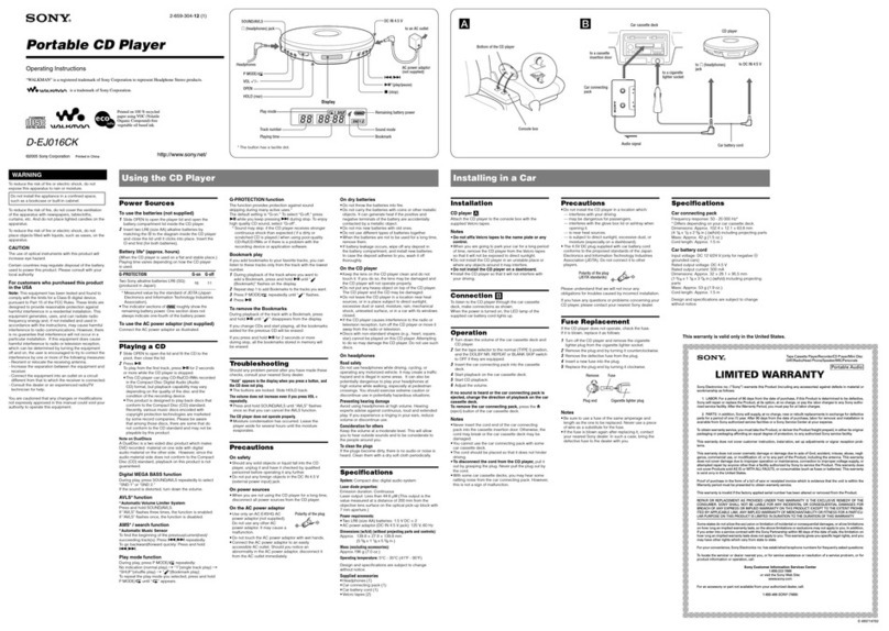 Sony Walkman D-EJ016CK User manual