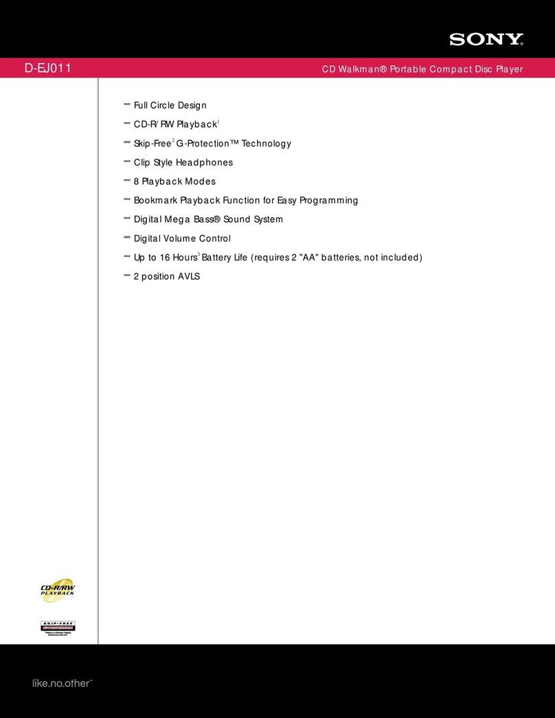 Sony CD Walkman D-EJ011 User manual