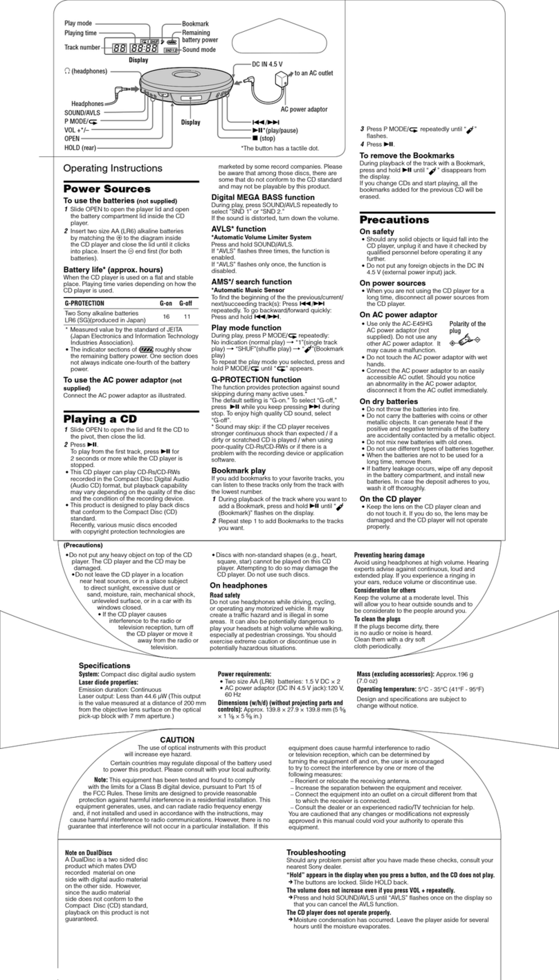 Sony D-EJ010PS User manual