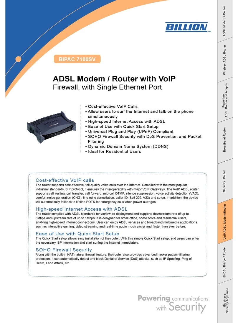 Billion BiPAC 7100SV Specifications