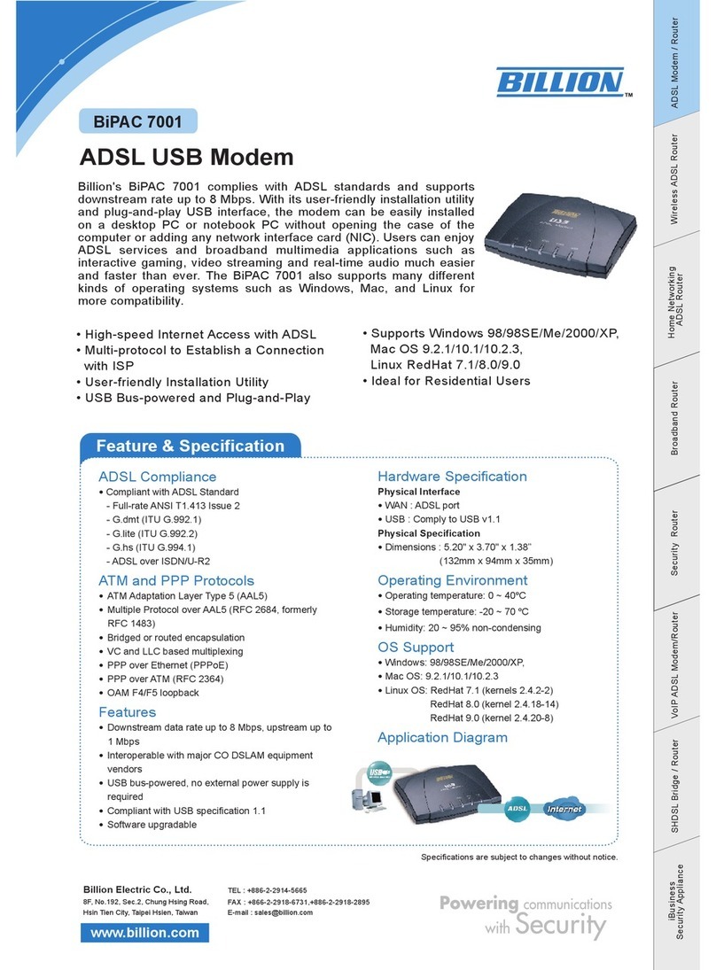 Billion BiPAC 7001 User manual