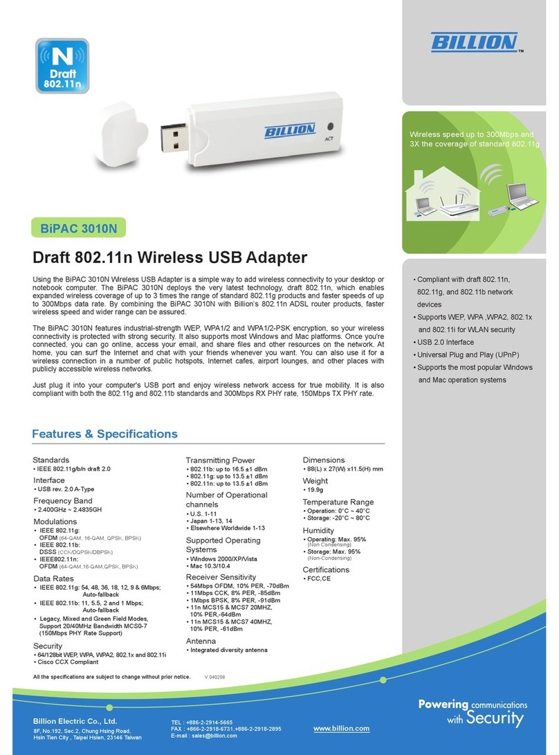 Billion BiPAC 3010N User manual Billion BiPAC 3010N User manual