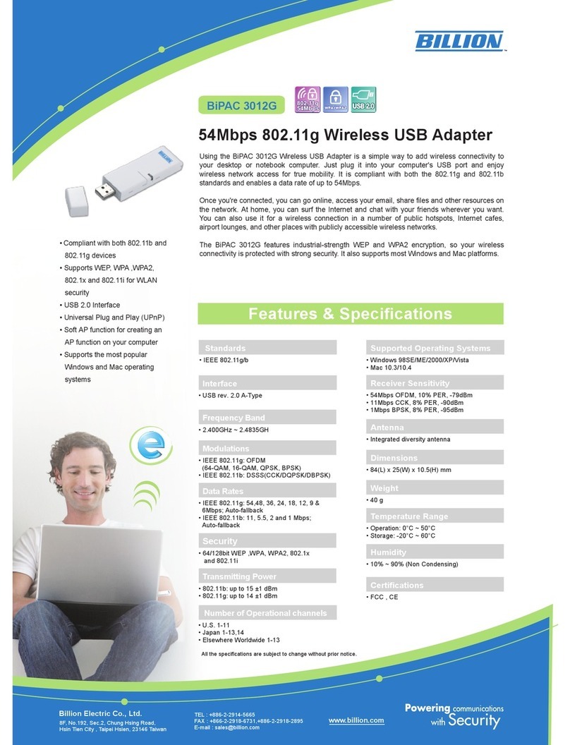 Billion BiPAC 3012G User manual Billion BiPAC 3012G User manual