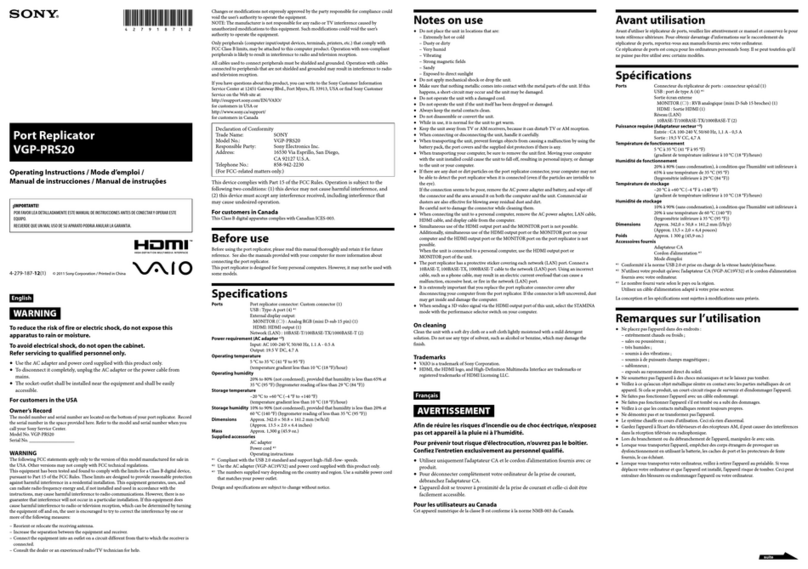 Sony VAIO VGP-PRS20 User manual