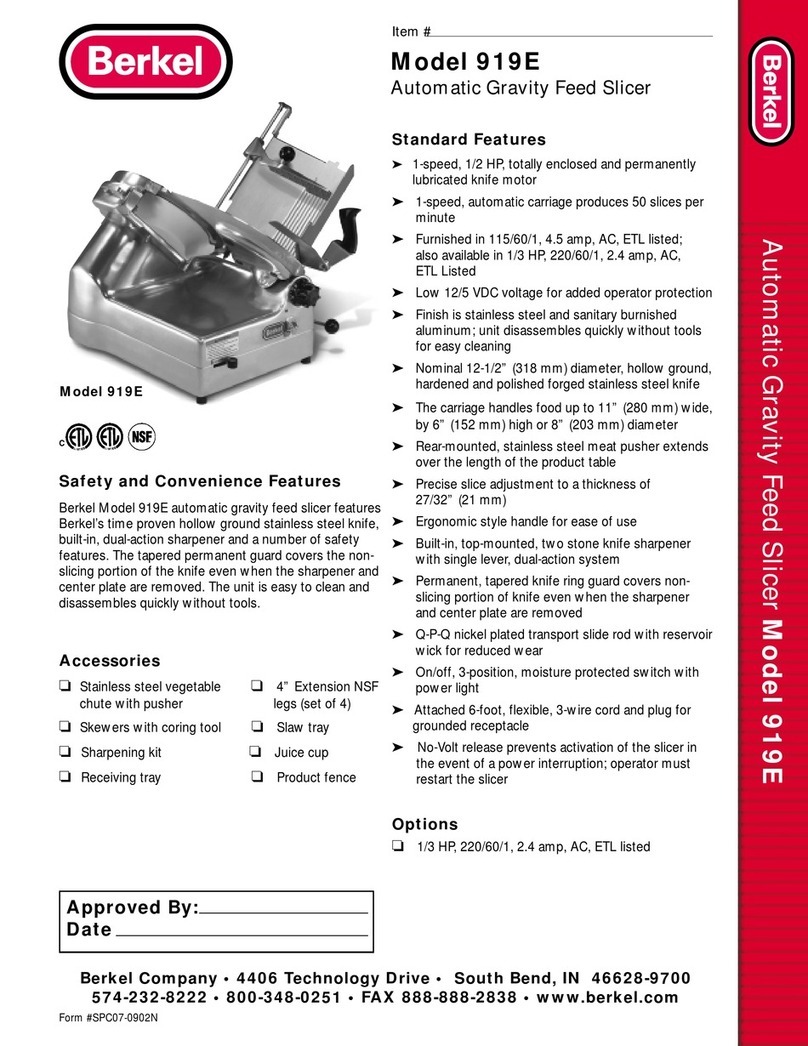 Berkel 919E Specifications Berkel 919E Specifications