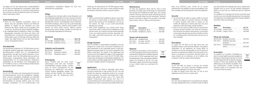 Beyerdynamic DT 770 PRO User manual Beyerdynamic DT 770 PRO User manual