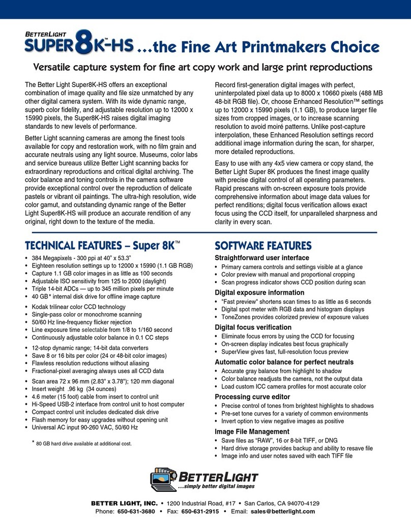 Better Light SuperModels Super 8K-HS User manual