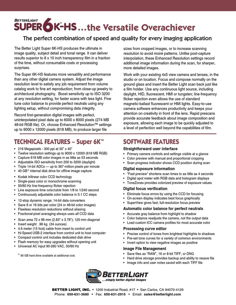 Better Light SuperModels Super 6K-HS User manual
