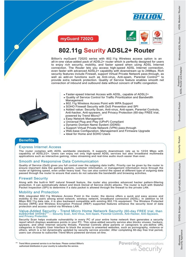 Billion myGuard 7202G Specifications