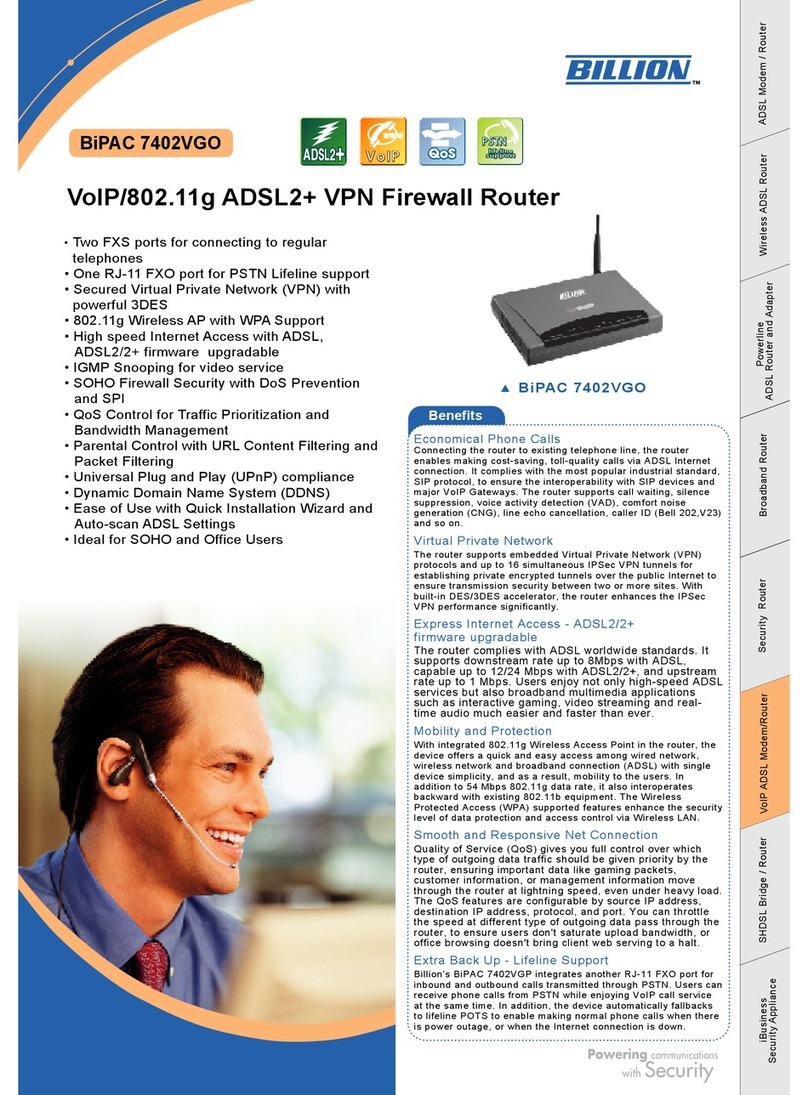 Billion BiPAC 7402VGO User manual Billion BiPAC 7402VGO User manual