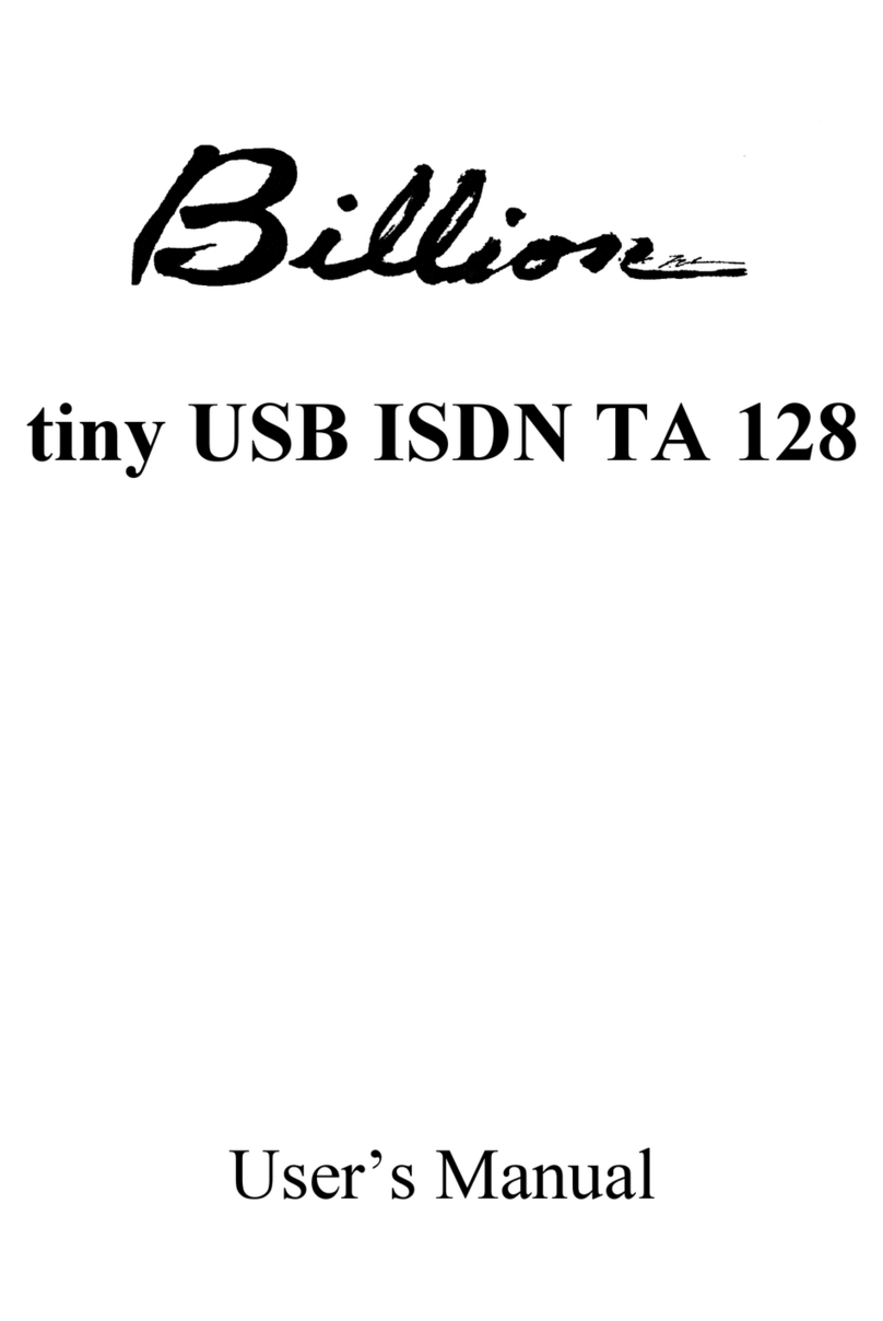 Billion USB ISDN TA128 USBTAQG User manual Billion USB ISDN TA128 USBTAQG User manual