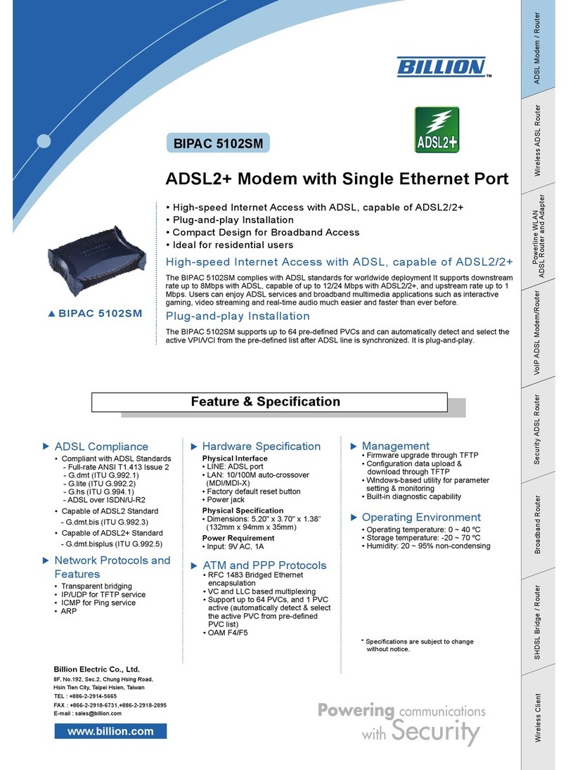 Billion BIPAC 5102SM Specifications