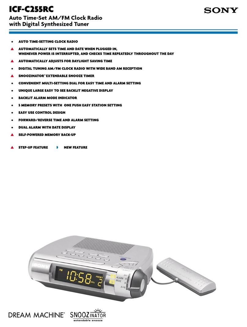 Sony ICF-C255RC - Auto Time Set Clock Radio Specifications