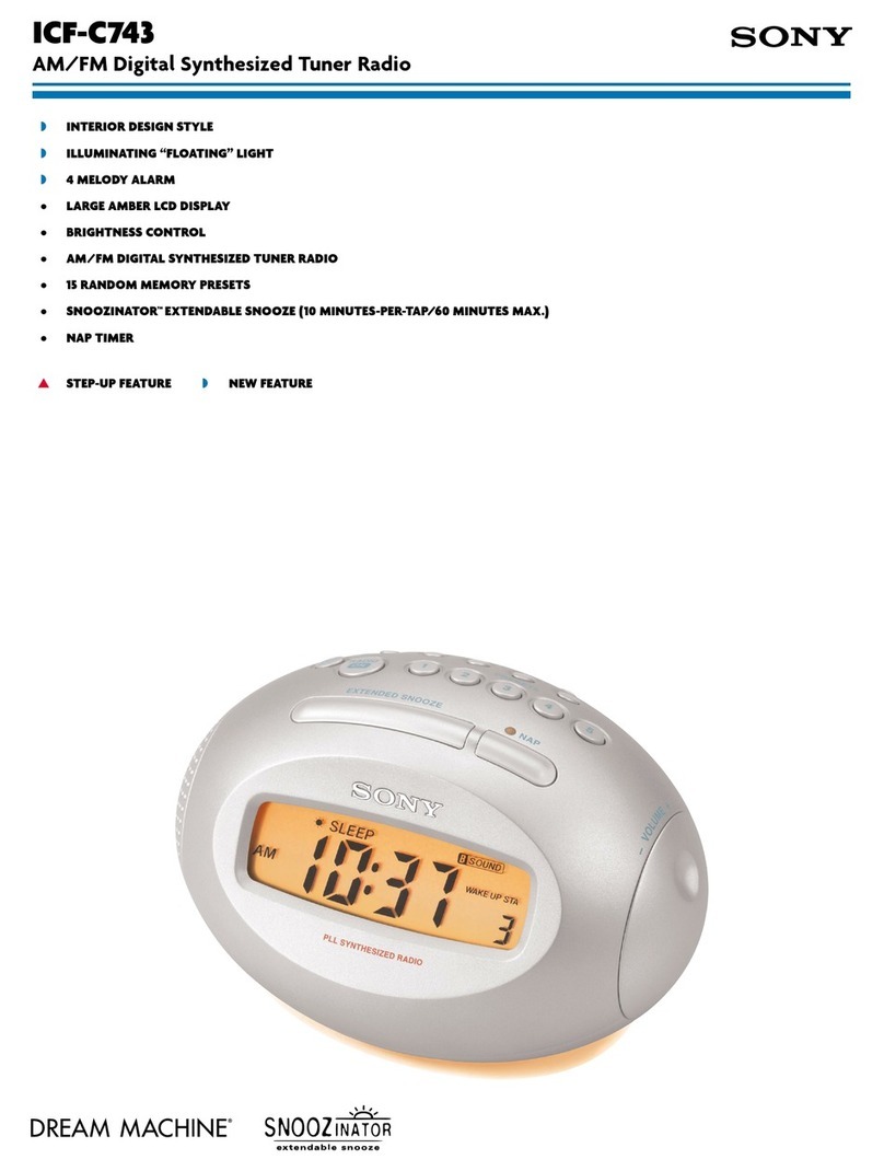 Sony Dream Machine ICF-C743 Specification sheet